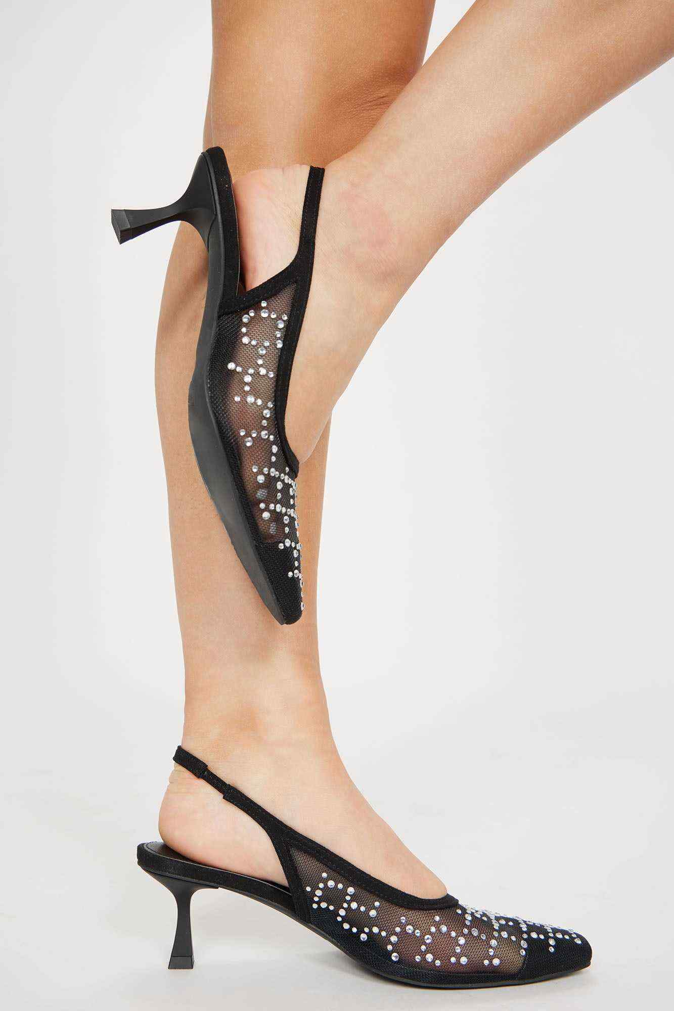 VIP Status Rhinestone Pumps   Black