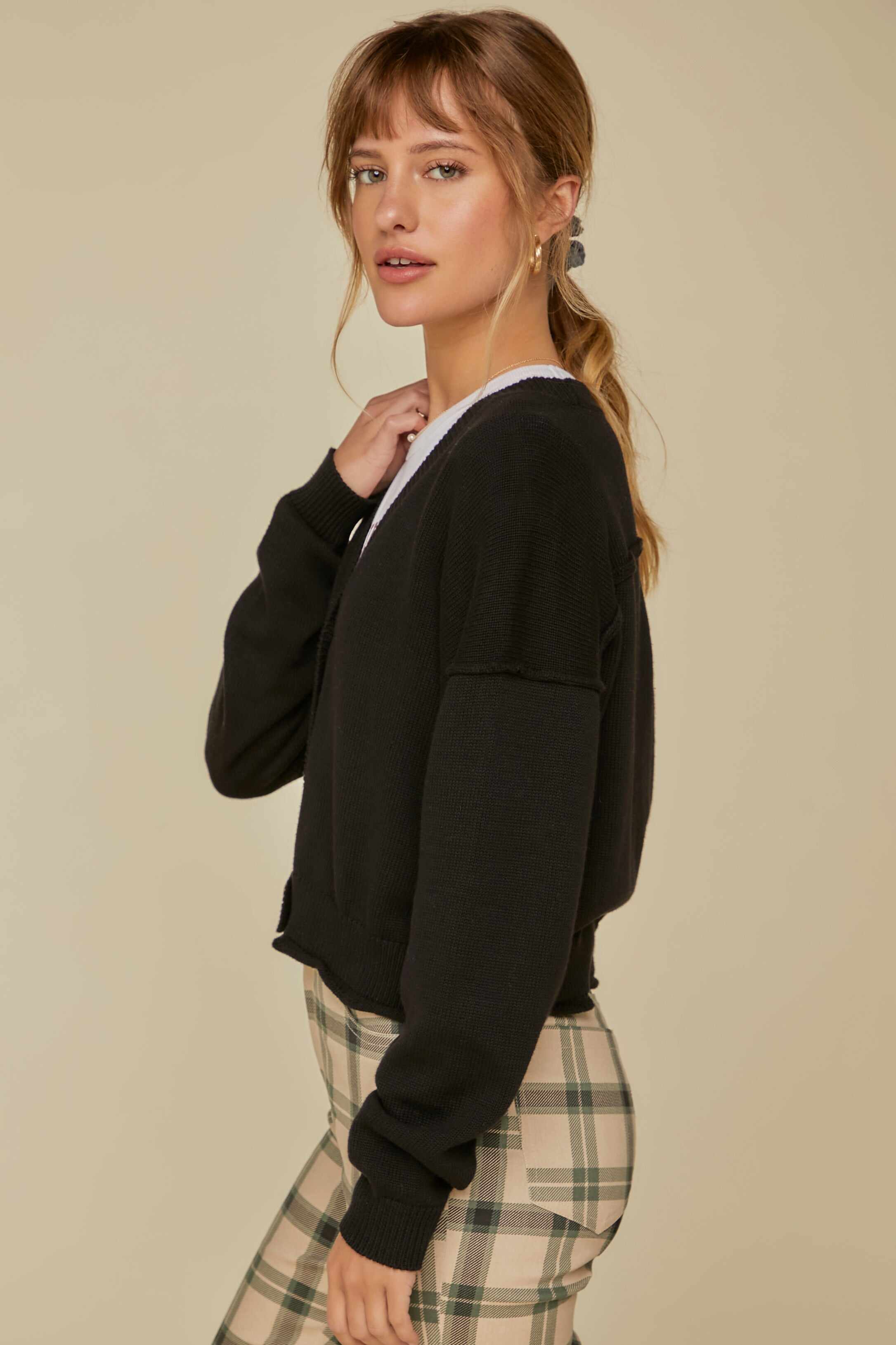 Women Apparel | Drop-Sleeve Cardigan Sweater Black Forever21 - IJ98933