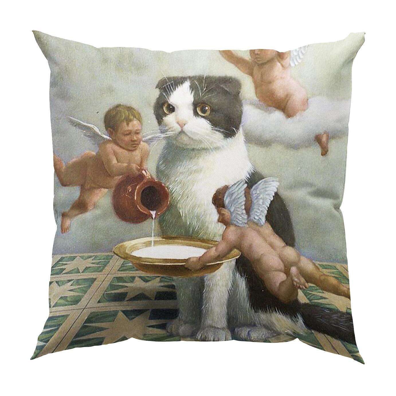 Funny Renaissance Cat Double Side Pillow Cover 4PC