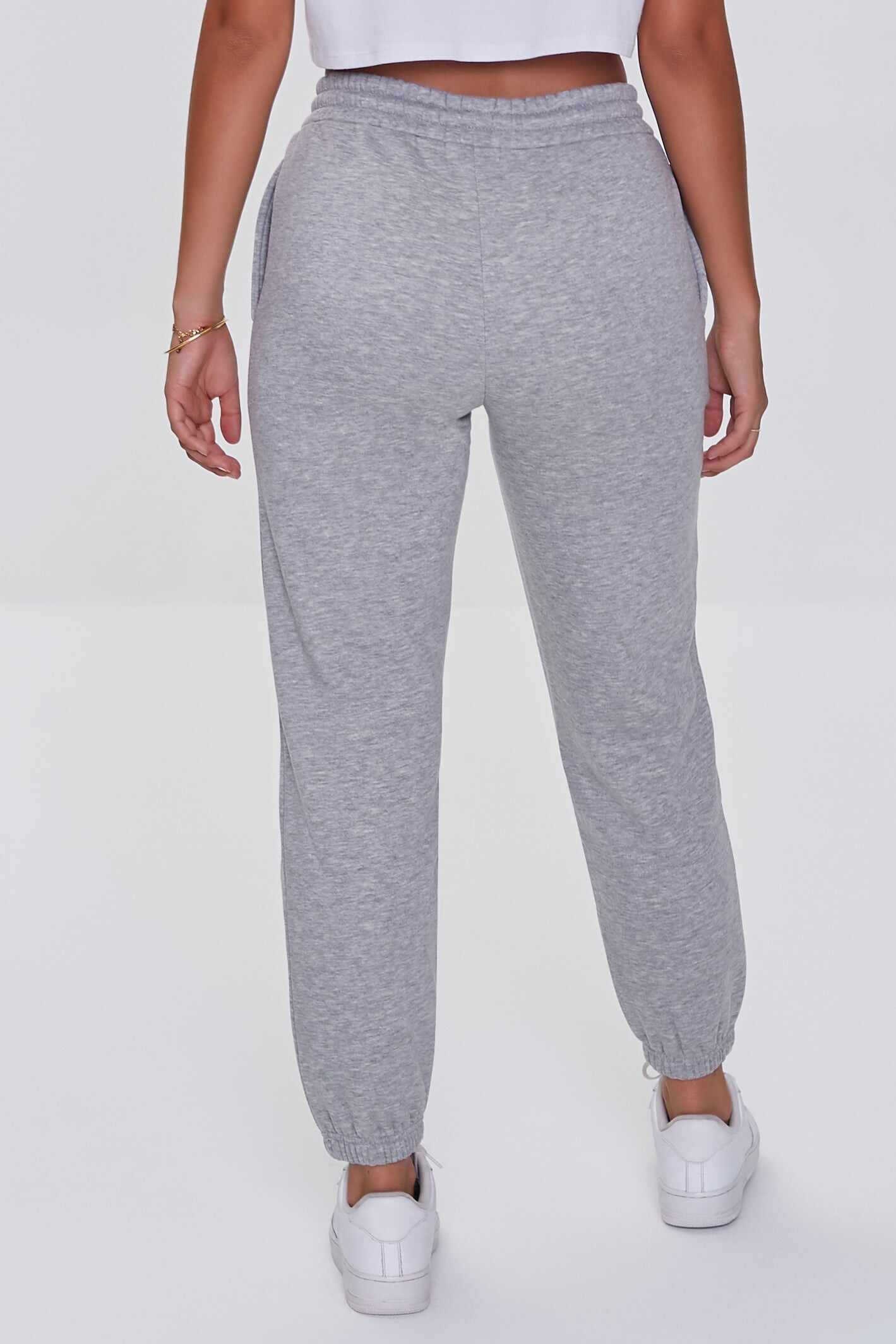 Women Apparel | Basic Fleece Drawstring Joggers Heather Grey Forever21 - GX08088