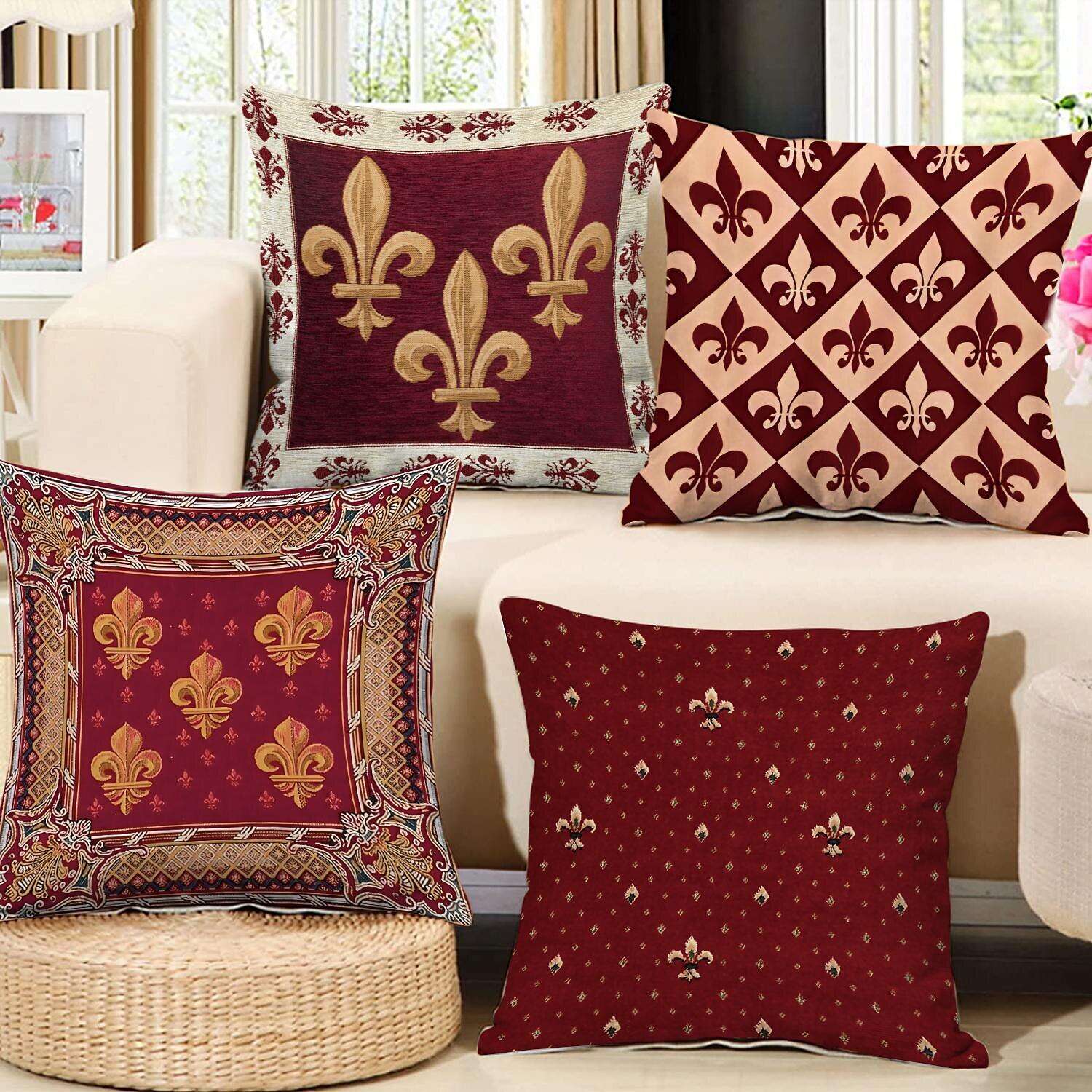 Fleur de Lis Double Side Pillow Cover 4PC