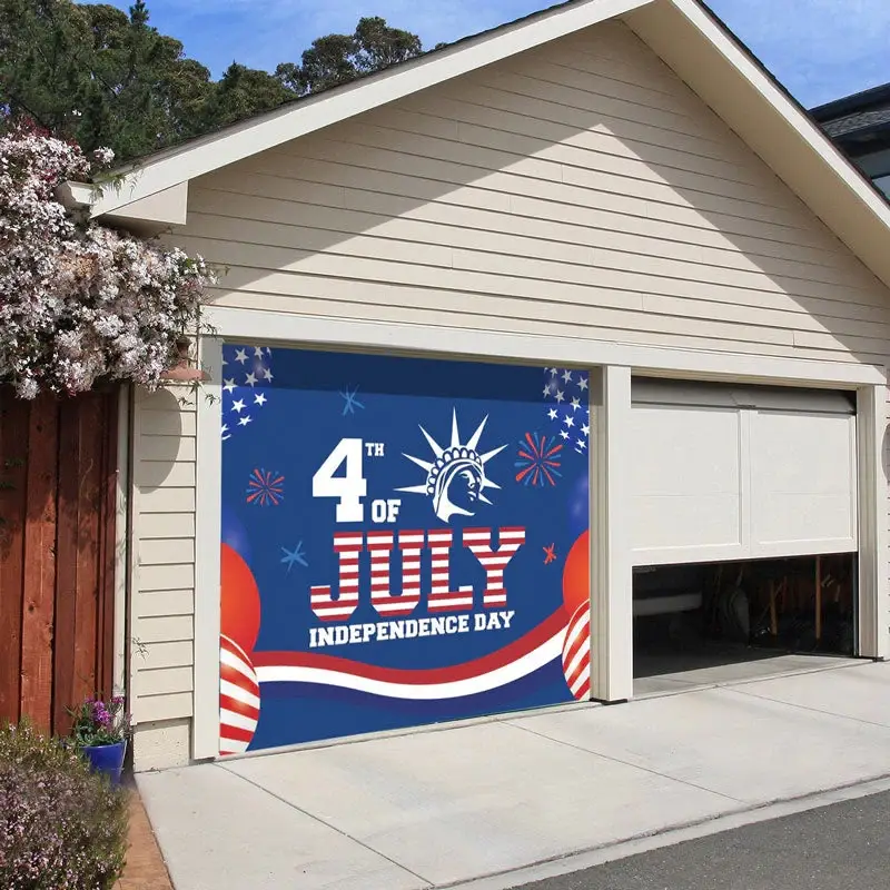 Patriotic Independence Day Flag Garage Door Banner Mural