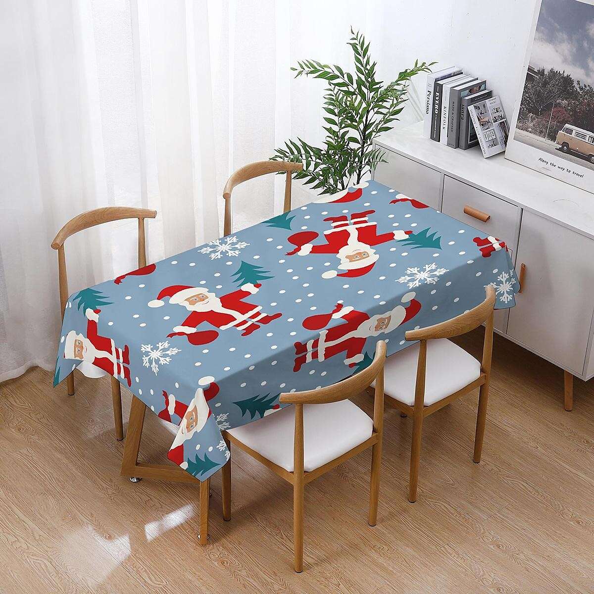 Christmas Printed Cotton Linen Rectangle Tablecloth