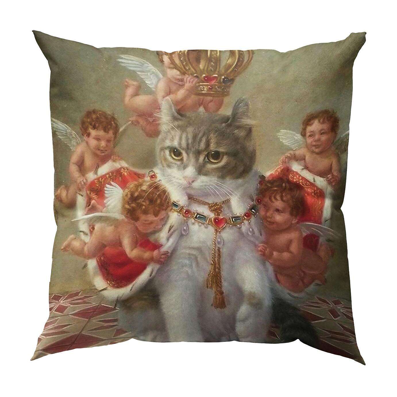 Funny Renaissance Cat Double Side Pillow Cover 4PC