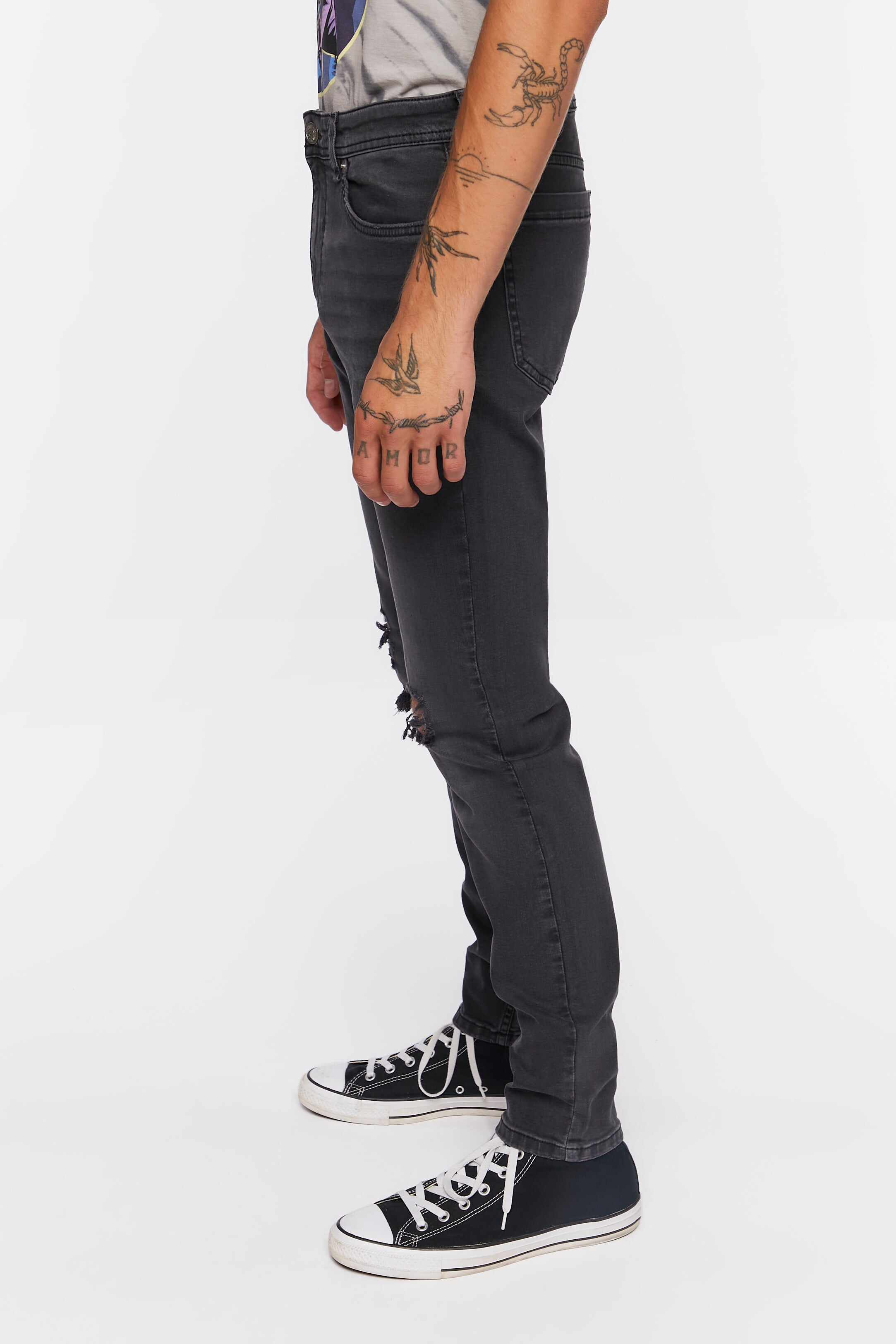 Men Apparel | Premium Distressed Slim-Fit Jeans Black Forever21 - XS78185