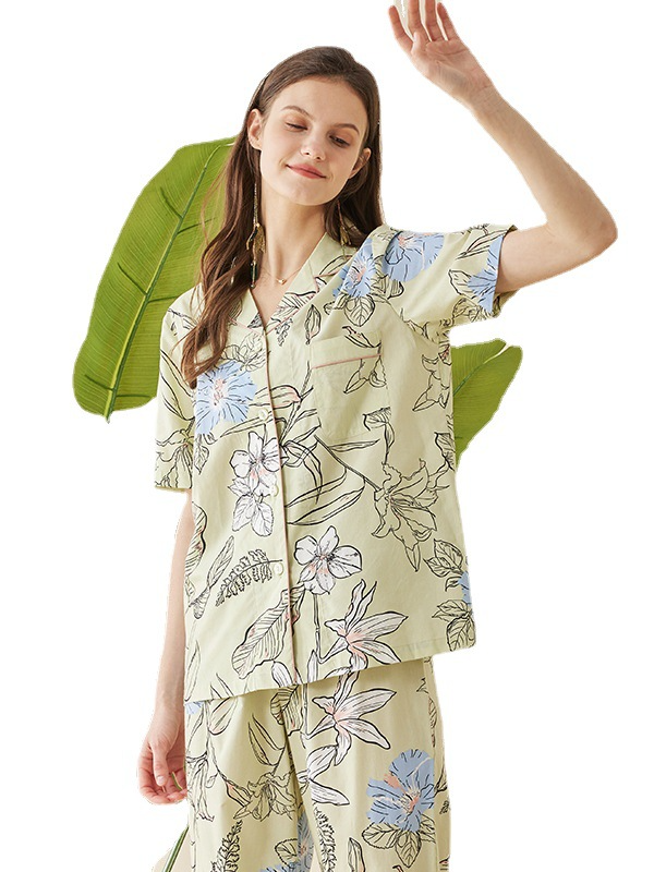 Casual Regular Sleeve Floral Regular Fit Short Sleeve Pajama Set