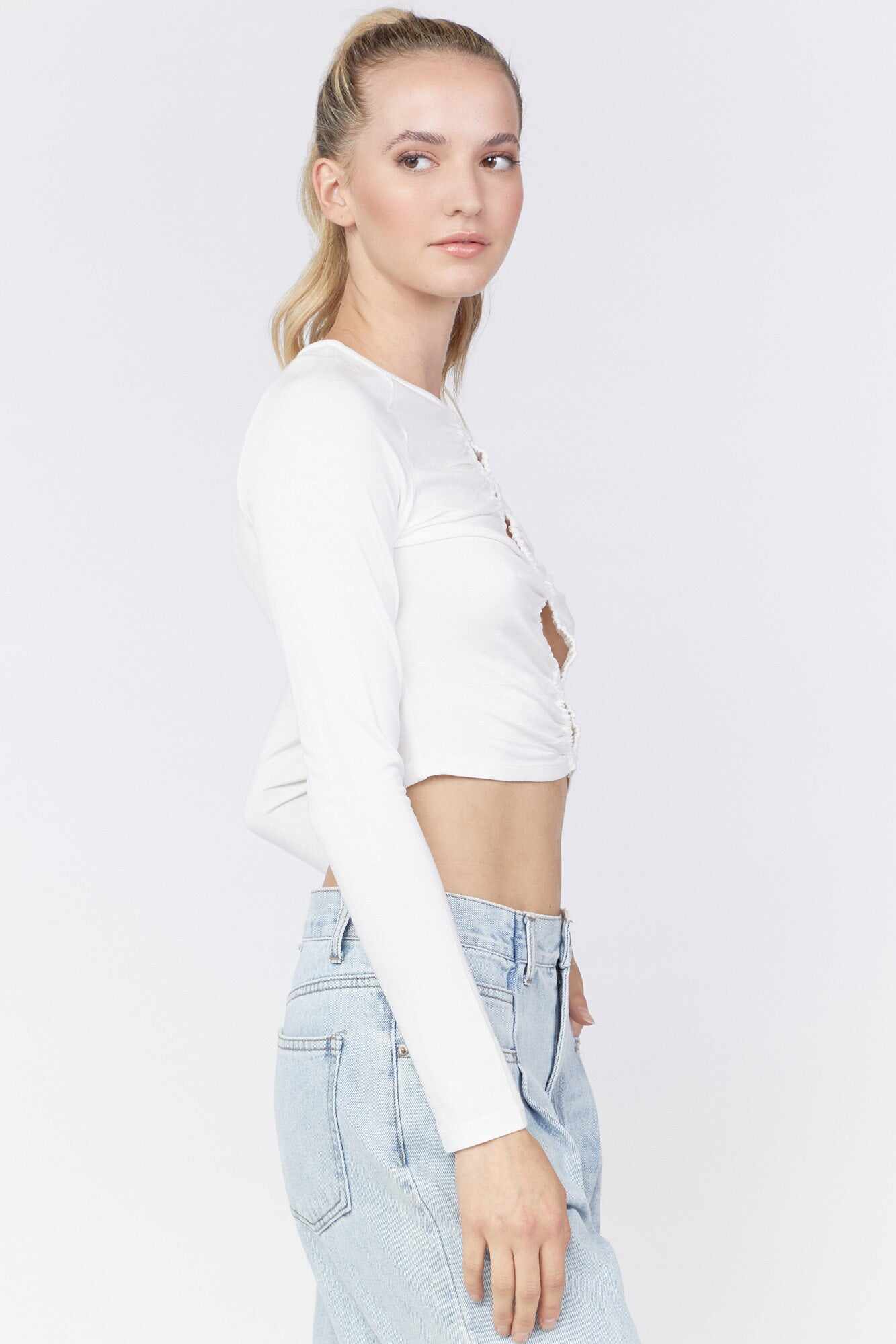 Women Apparel | Cutout Crop Top Light Grey Forever21 - IL14264