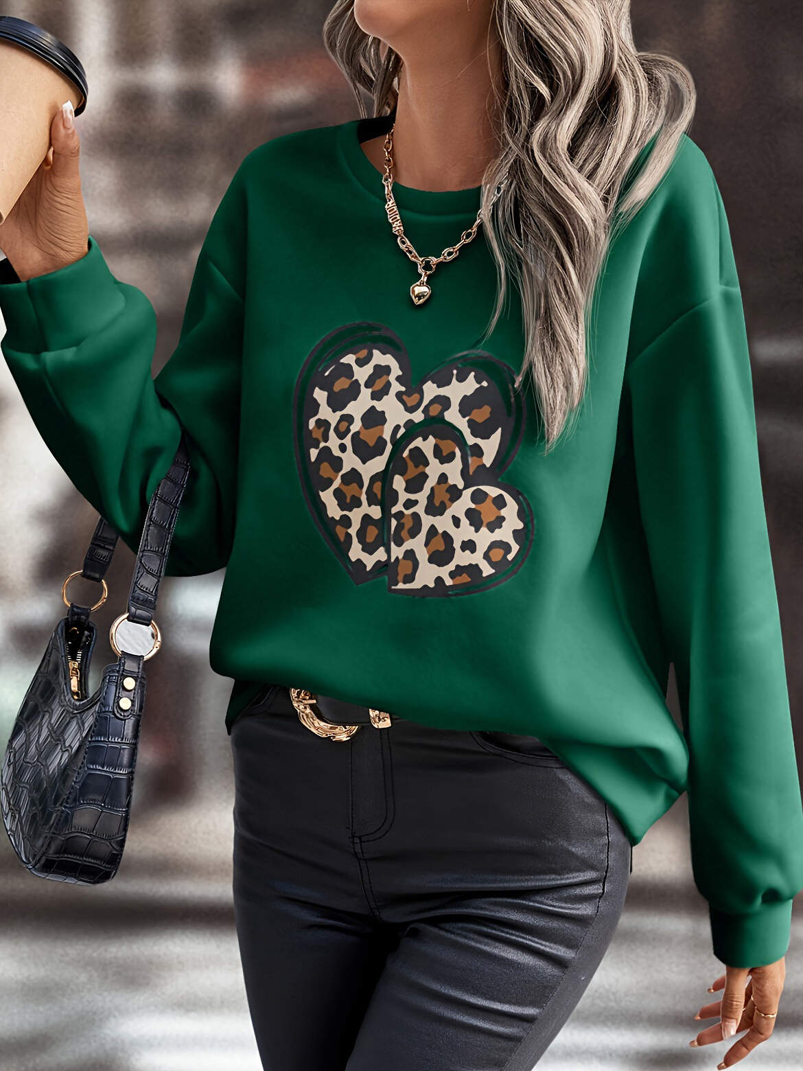 heart print long sleeve sweatshirt- buy one get one free