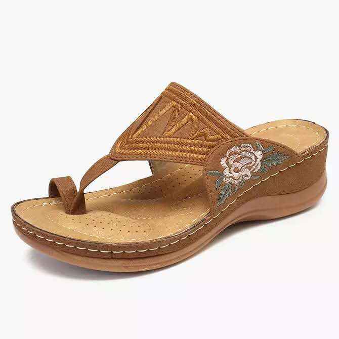 Embroidery Comfy Flip Flop Sandals