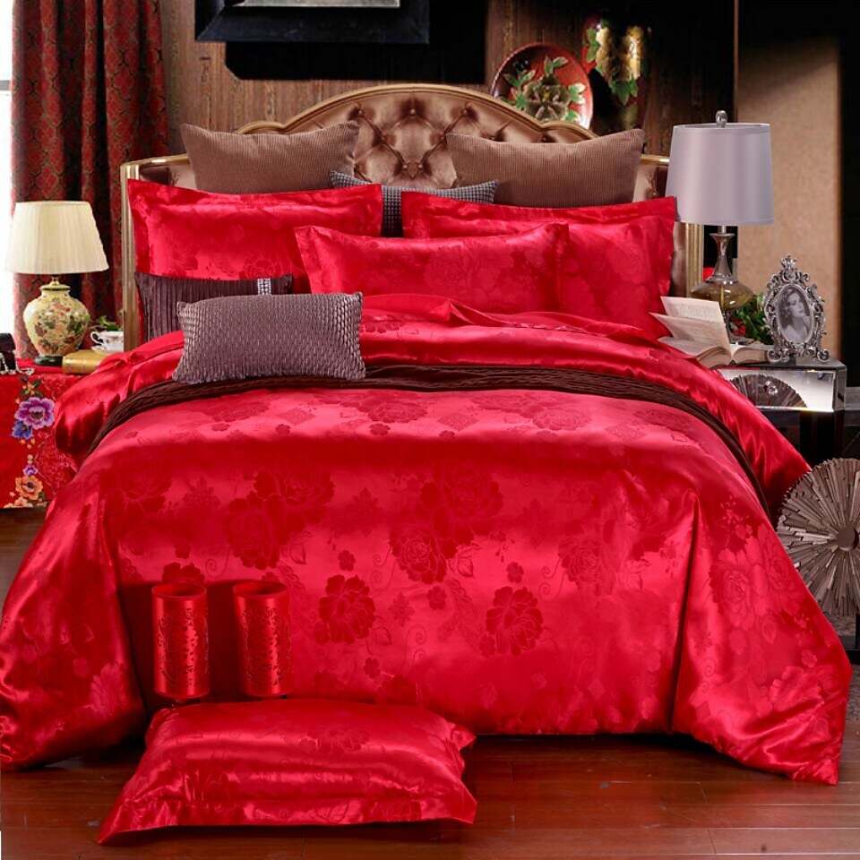 Luxury Jacquard Satin Duvet Cover Set Quilt Bedding Sets Comforter Cover