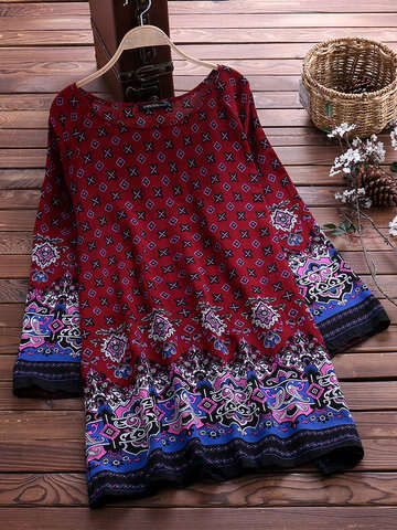 Women Other | Bohemian Printed O-Neck Mini Dresses - IF16548