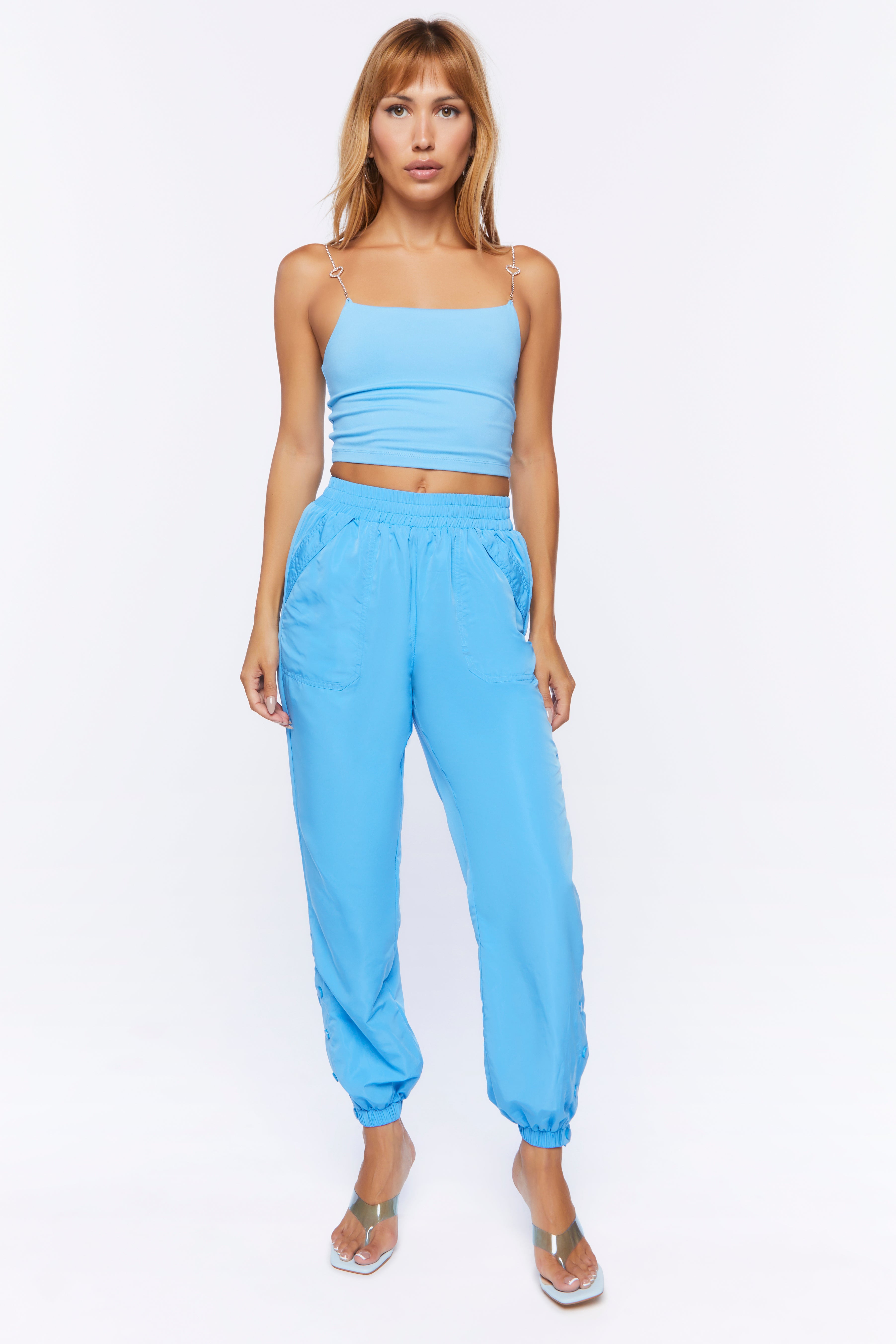 Women Apparel | Rhinestone Heart Cropped Cami Blue Forever21 - CO32331
