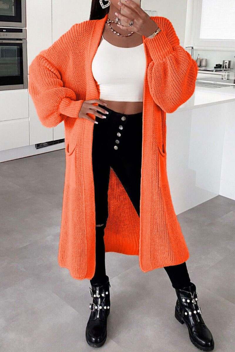 Tangerine Casual Solid Cardigan Outerwear