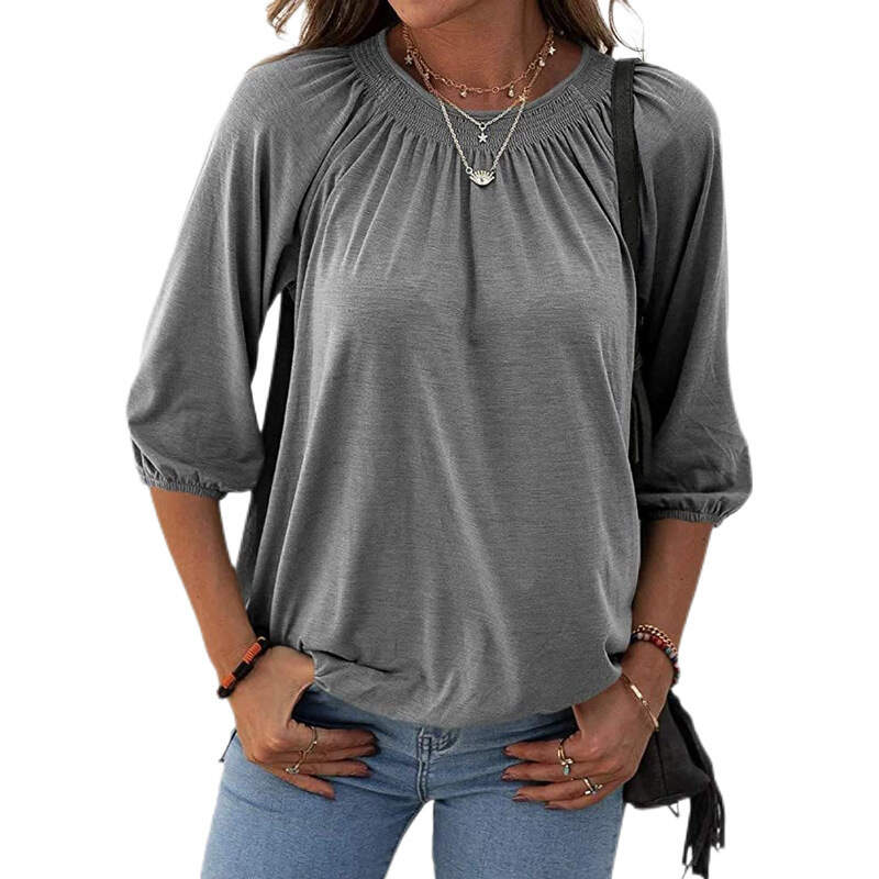 Cotton and linen loose fit women's T-shirt