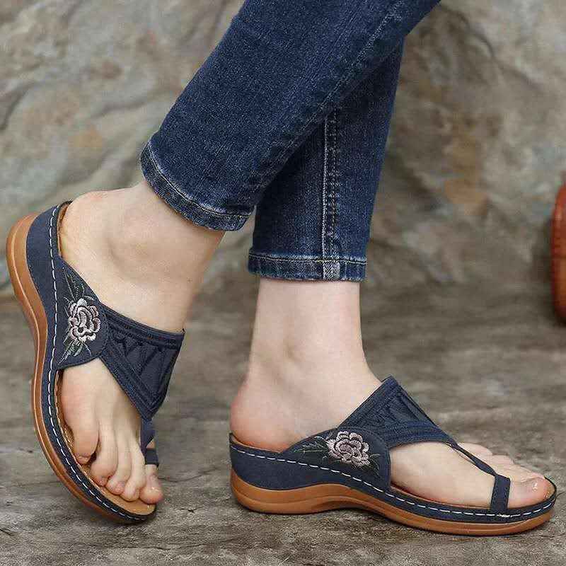 Embroidery Comfy Flip Flop Sandals