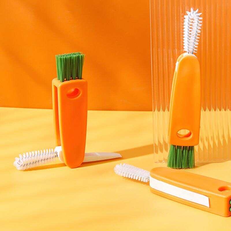 Cleaning Brush,Beveled Corner Versatile Cleaning Brush Hand Held Radish Shape 3 In 1 Cleaning Brush