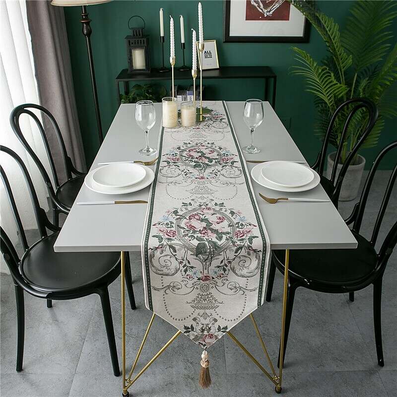 2 Pcs Table Runner Table Decor with Lace Dust-Proof European Style Table Cover