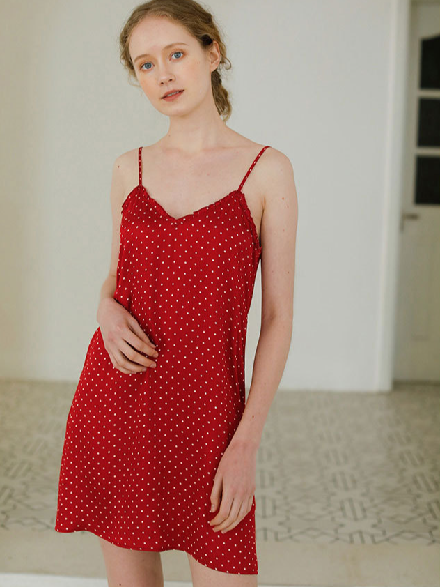 Loose Polka Dots Party Sleeveless Nightdress