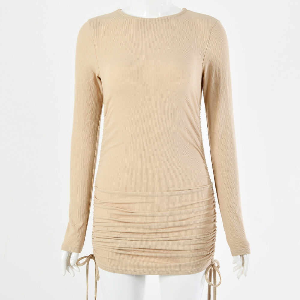 Long Sleeve Drawstring Dress