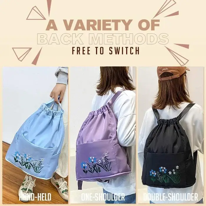 🔥49% OFF🔥Foldable Waterproof Drawstring Large Capacity Embroidered Backpack