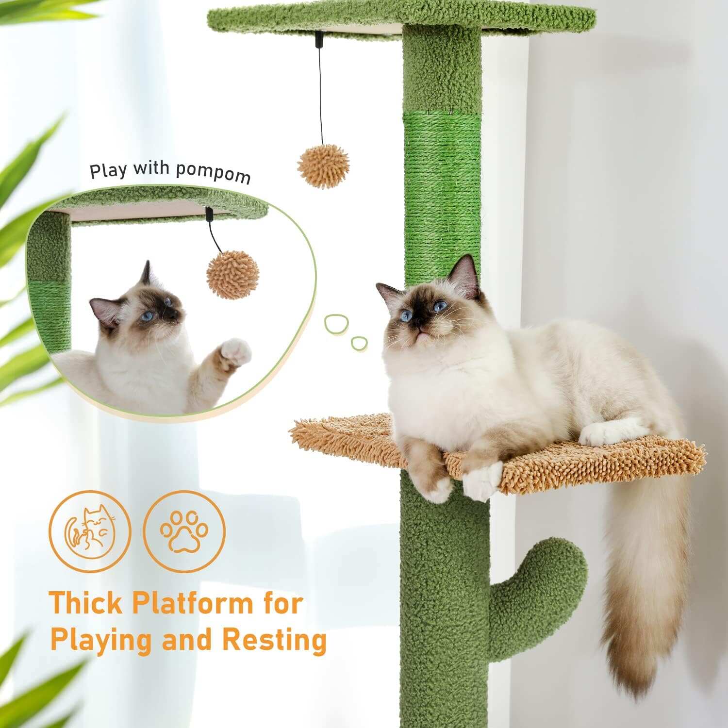 Cat Tree Floor Standing Cat Tower, Adjustable Height (85-112