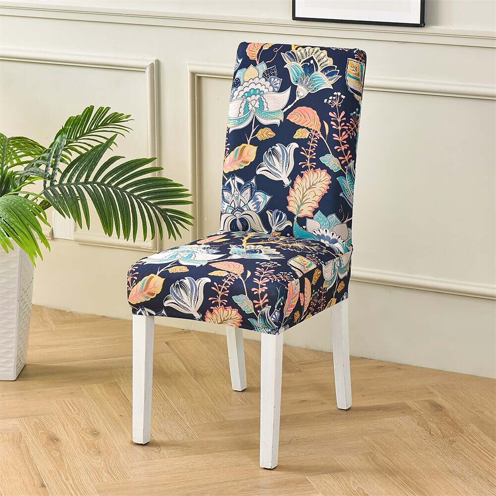 Stretch Spandex Dining Chair Cover Plants/Flower Pattern