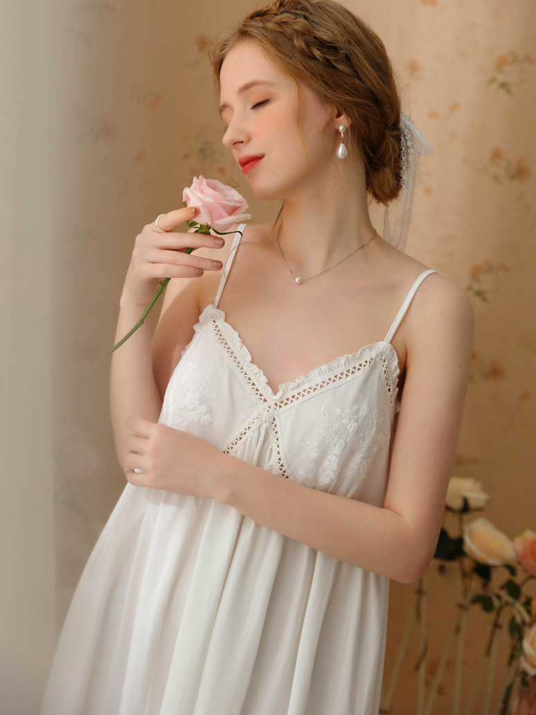 Cotton Simple V Neck Nightdress