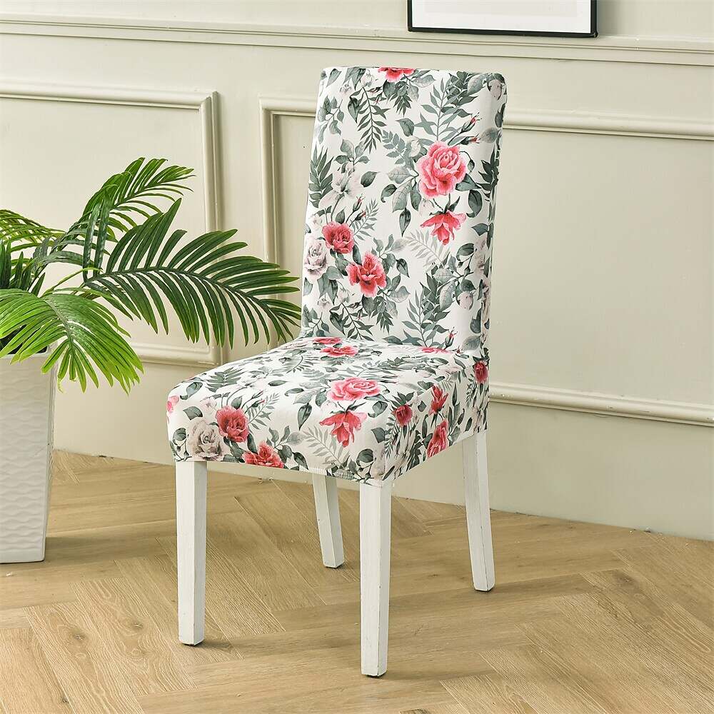 Stretch Spandex Dining Chair Cover Plants/Flower Pattern