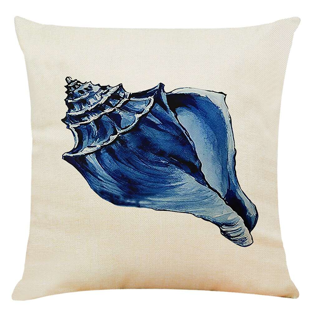 Blue Shell Double Side Cushion Cover 4PC Soft Decorative Square Throw Pillow Cover Cushion Case Pillowcase for Bedroom Livingroom Superior Quality Machine Washable Indoor Cushion for Sofa Couch Bed Chair