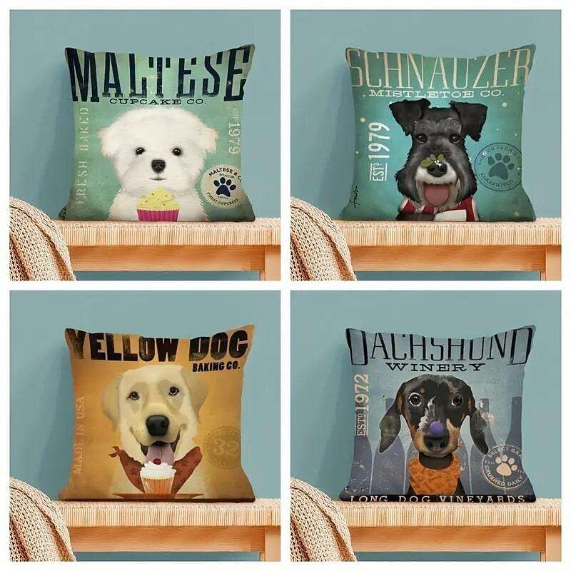 Animal Dog Cat Double Side Cushion Cover 4PC Soft Decorative Square Throw Pillow Cover Cushion Case Pillowcase for Bedroom Livingroom Superior Quality Machine Washable Indoor Cushion for Sofa Couch Bed Chair