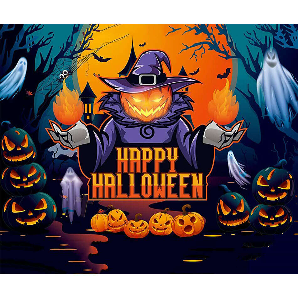 7' x 16' Happy Halloween Jack-Lanterns Garage Door Mural