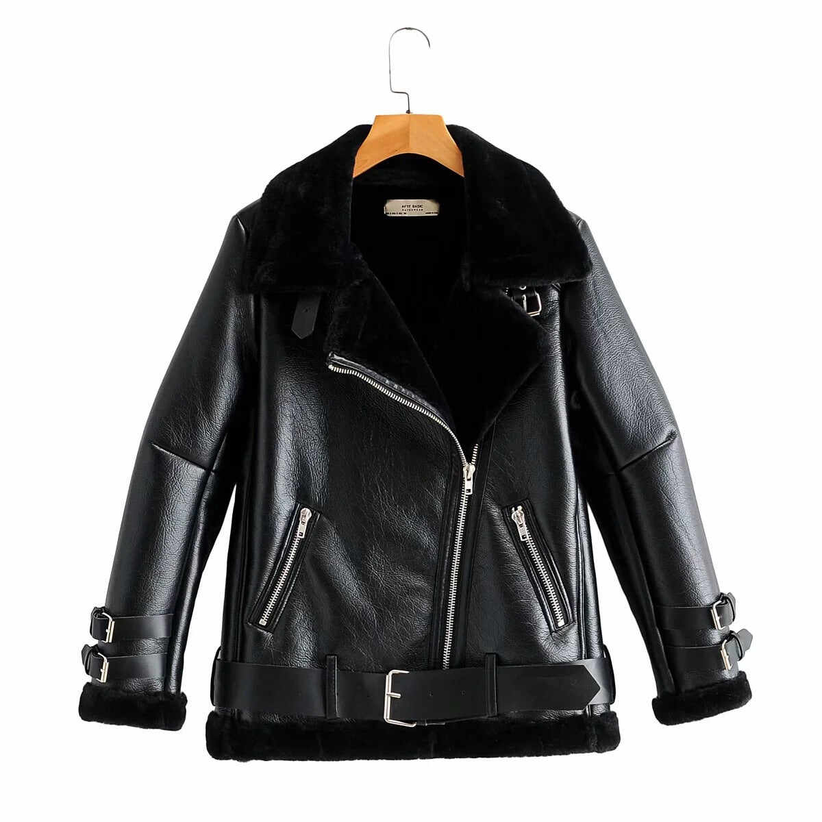 Oblique Zipper Leather Jacket