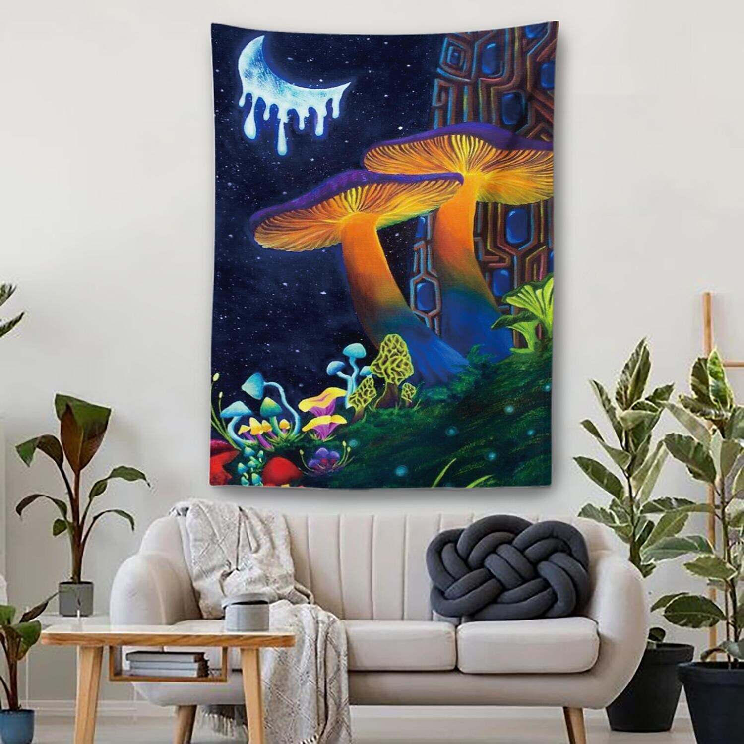 Trippy Mushroom Wall Tapestry Art Decor