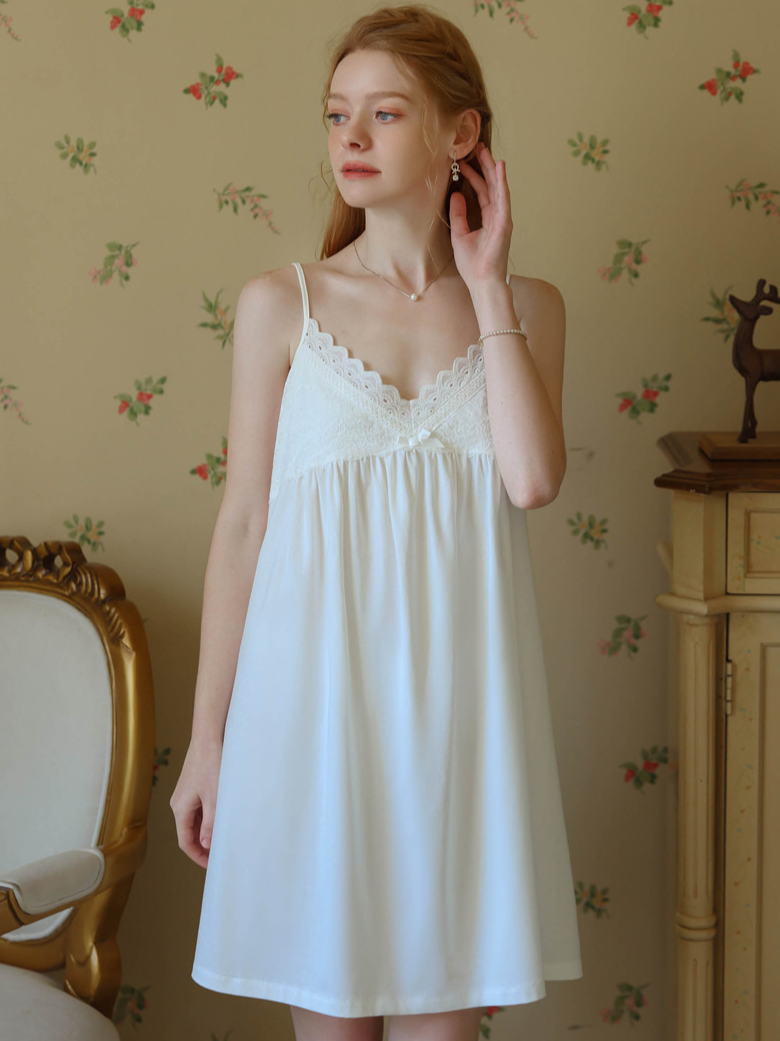 Cotton V Neck Loose Simple Nightdress