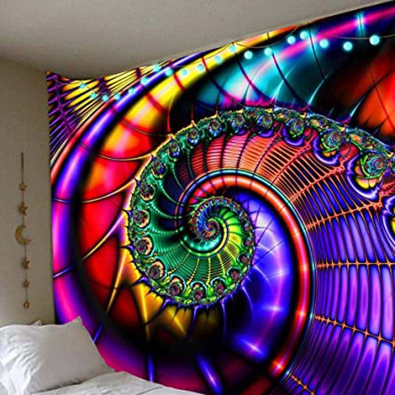 Blacklight UV Reactive Tapestry 3D Vortex Decoration Cloth