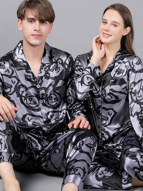 Regular Sleeve Simple Others Regular Fit Couple Pajamas Pajama Set