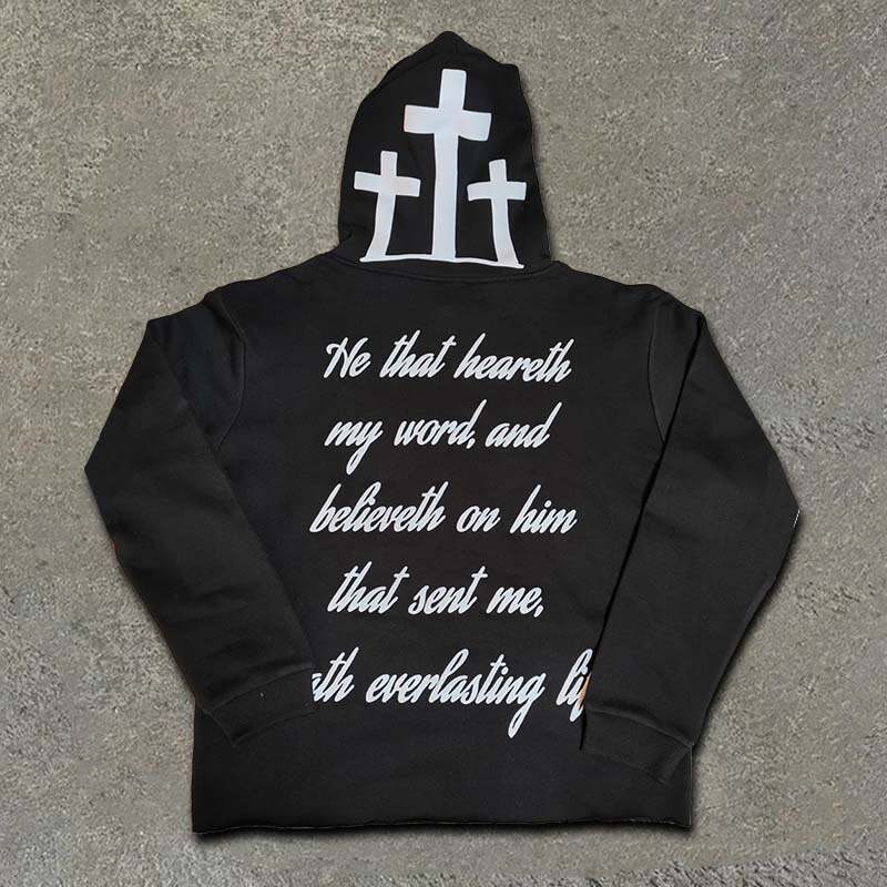 He That Heareth My Word, And Believeth On Him That Sent Me, Hath Everlasting Life Print Hoodie