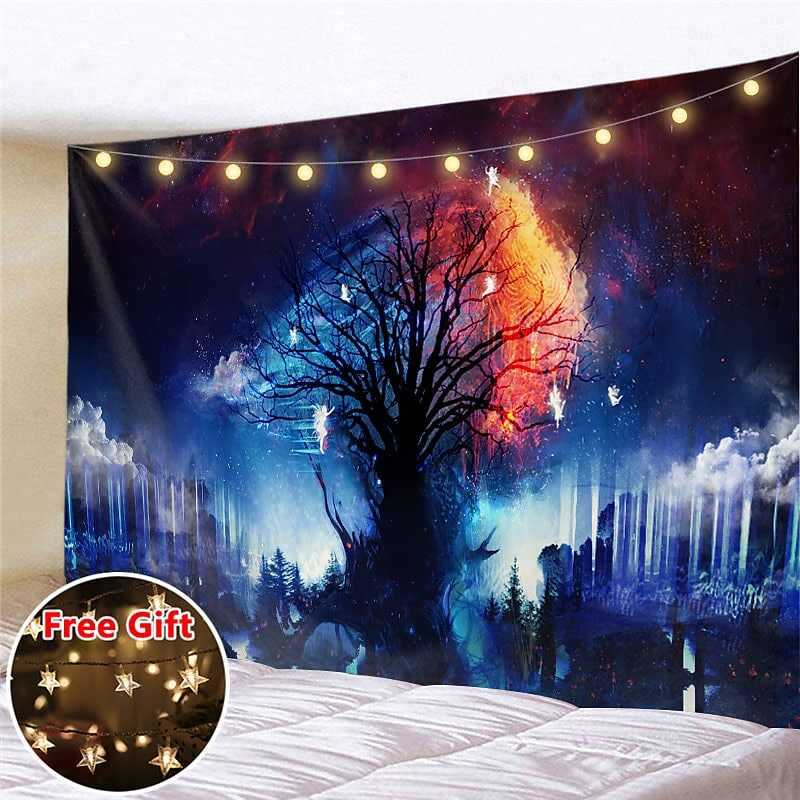 Landscape LED Lights Wall Tapestry Art Decor Fairytale Print