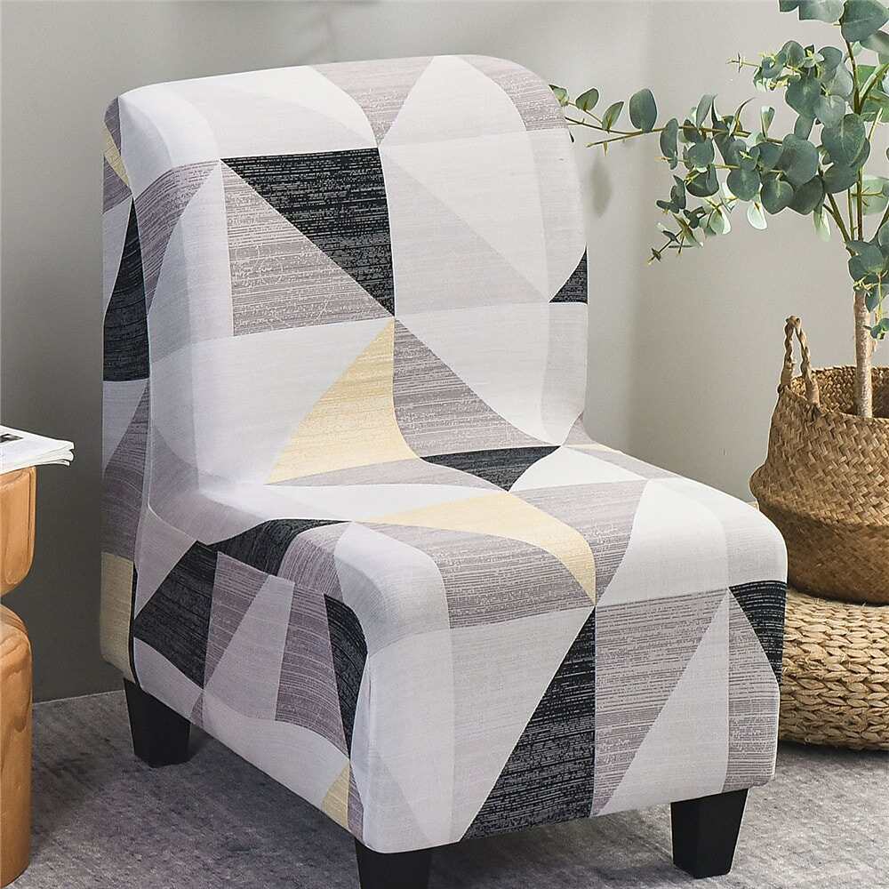 Stretc Accent Chair Cover Geometric Pattern