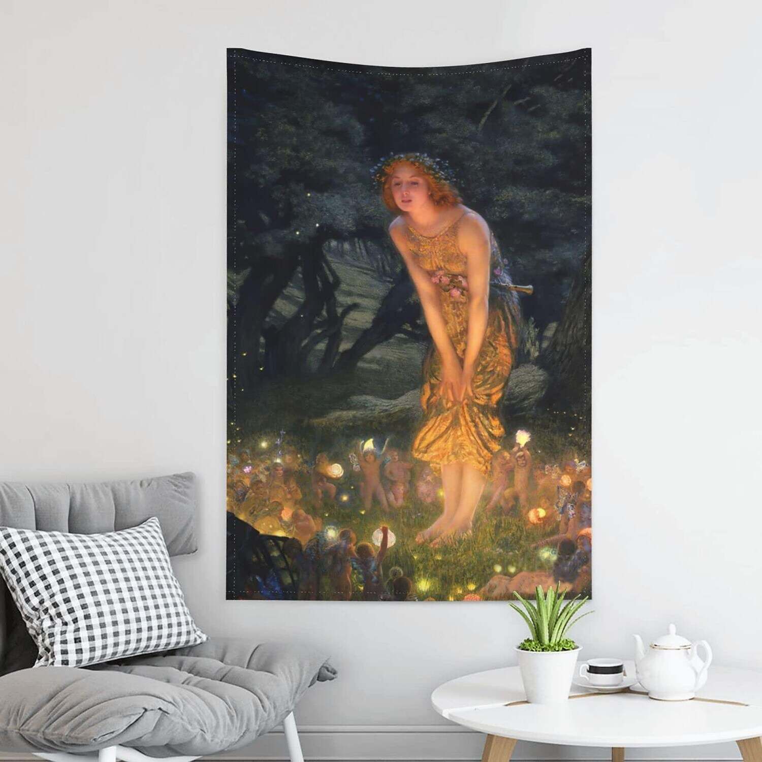 Beautiful Tapestry Midsummer Eve Many Fairy In Night Wall Art Decor