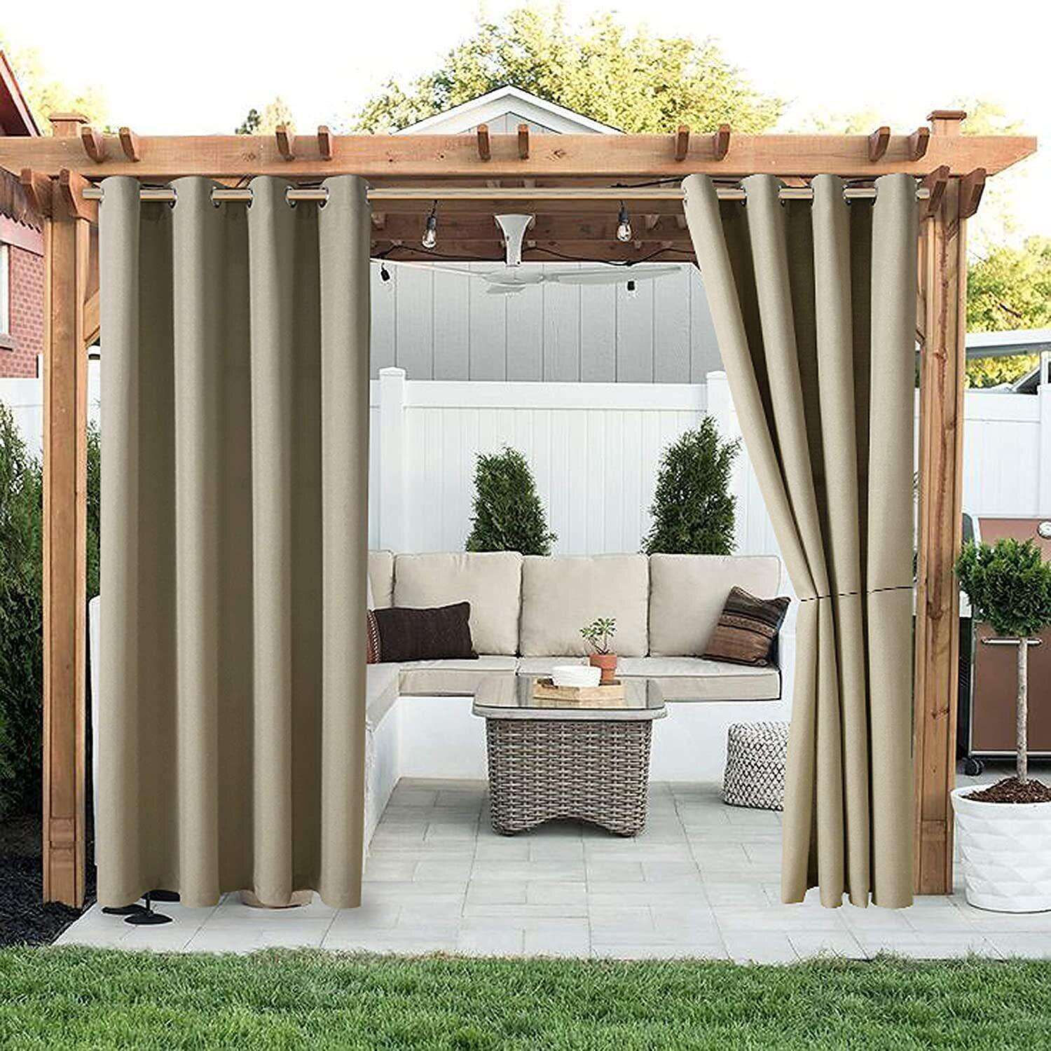 Waterproof Outdoor Curtain Privacy, Sliding Patio Curtain Farmhouse Drapes