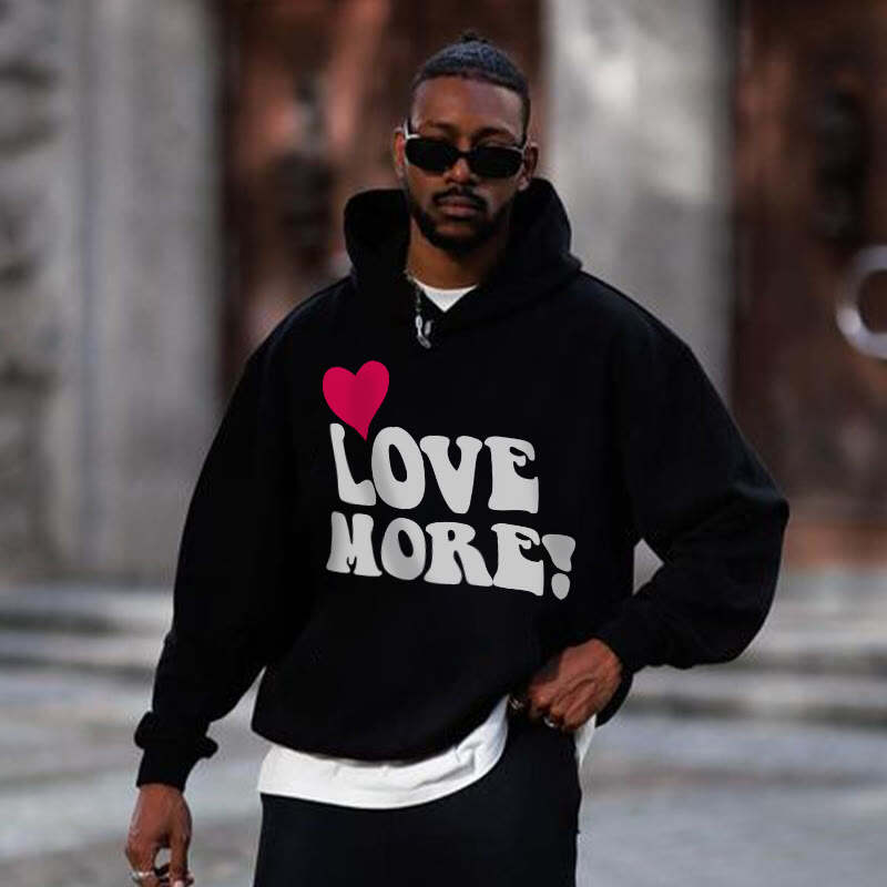 Love More Hate Less Print Hoodie