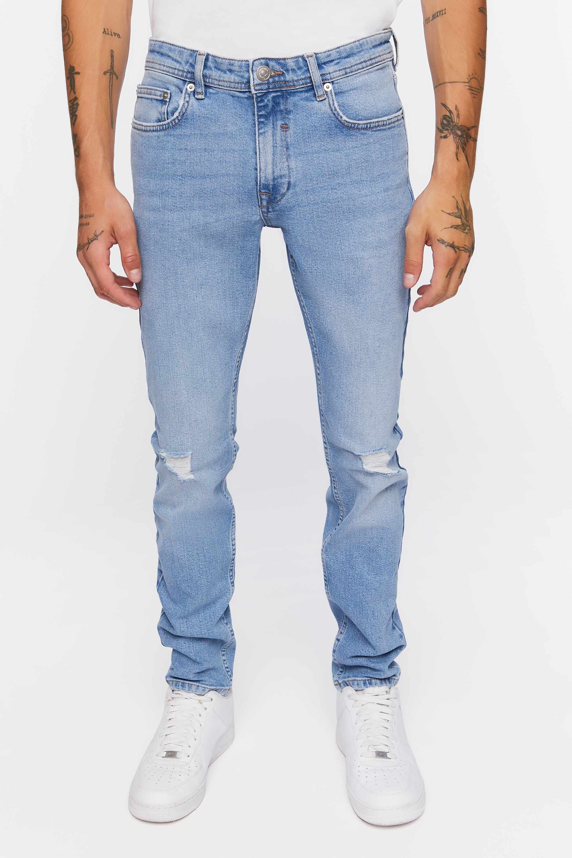 Men Apparel | Premium Distressed Slim-Fit Jeans Black Forever21 - XS78185