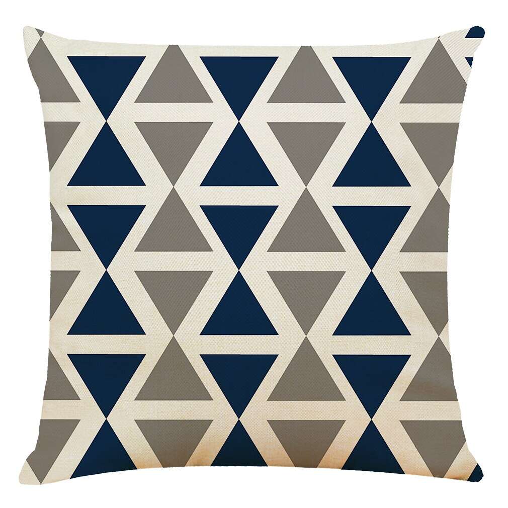 Geometric Blue Grey Double Side Cushion Cover 9PC Soft Decorative Square Throw Pillow Cover Cushion Case Pillowcase for Bedroom Livingroom Superior Quality Machine Washable Indoor Cushion for Sofa Couch Bed Chair