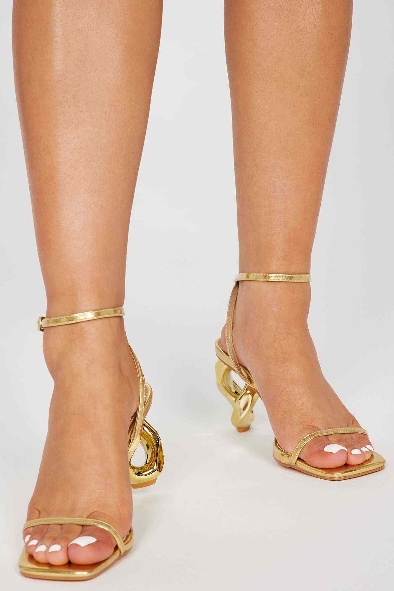 Evening Best Heeled Sandals   Gold