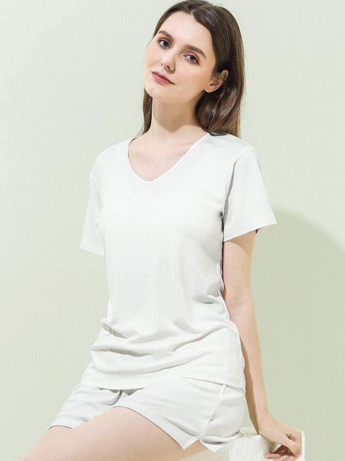 Regular Fit Plain Simple Modal Short Sleeve Pajama Set