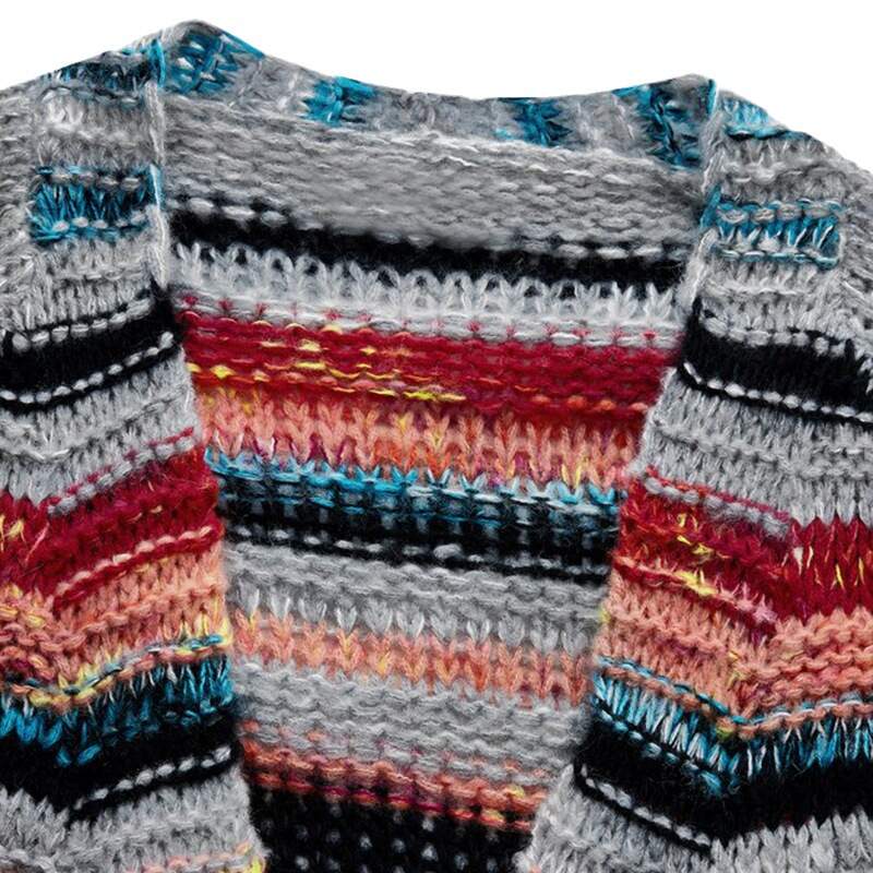 Knitted Women's Rainbow Stripe Sweater Jacket