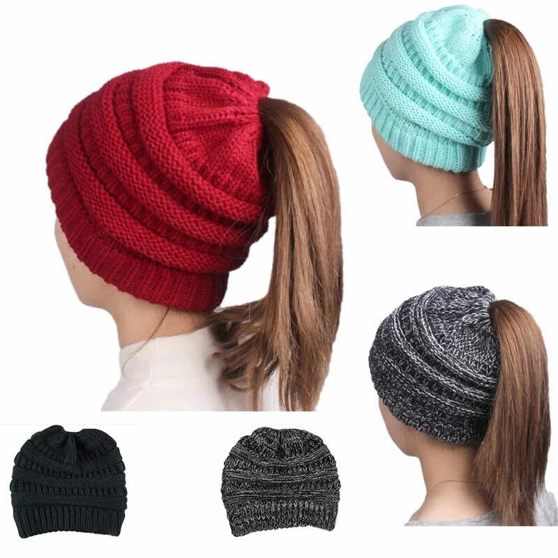 Soft Knit Ponytail Beanie