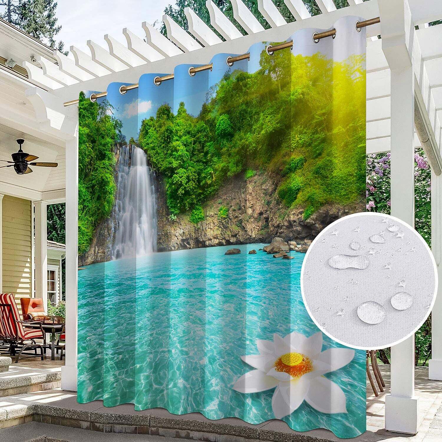 2 Panels Outdoor Curtain Privacy Waterproof