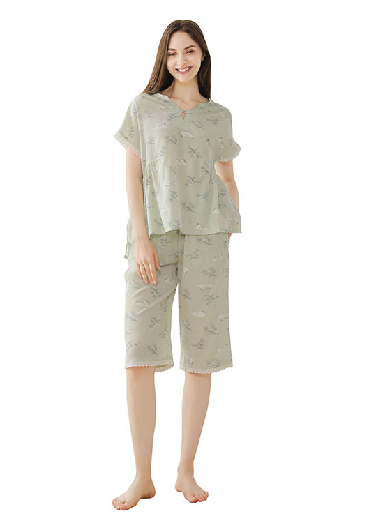 Regular Sleeve Casual Cotton Loose Others Pajama Set